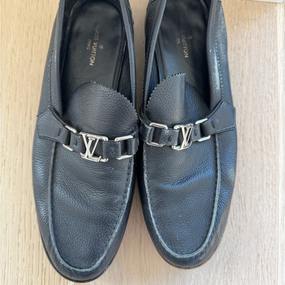 Louis Vuitton Black Leather Slip-On Loafers